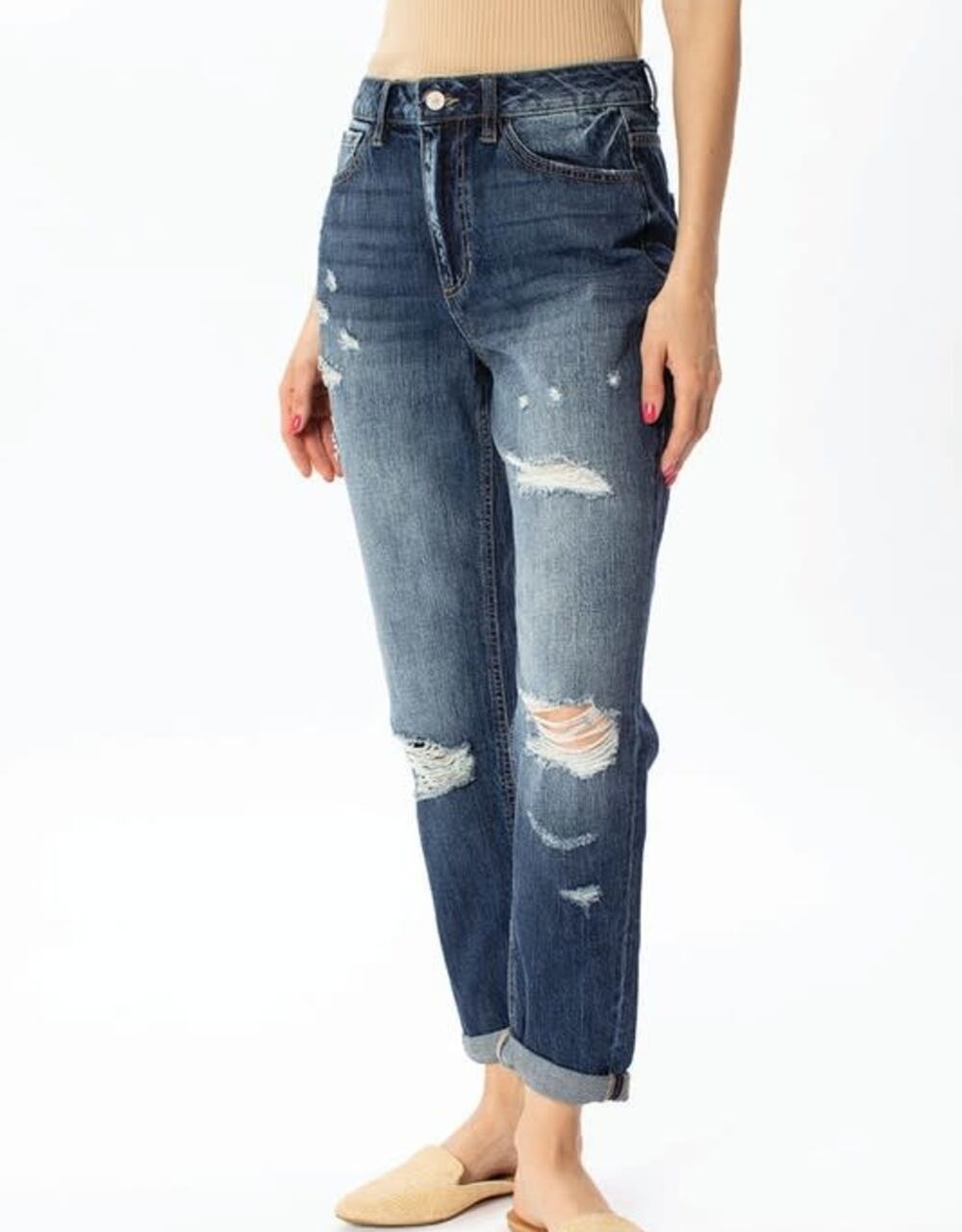 KanCan sz 3/25 High Rise Mom Jean distressed KC9147D